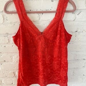 Roz & Ali Red Lace Sleeveless Tank Top Women’s Size L